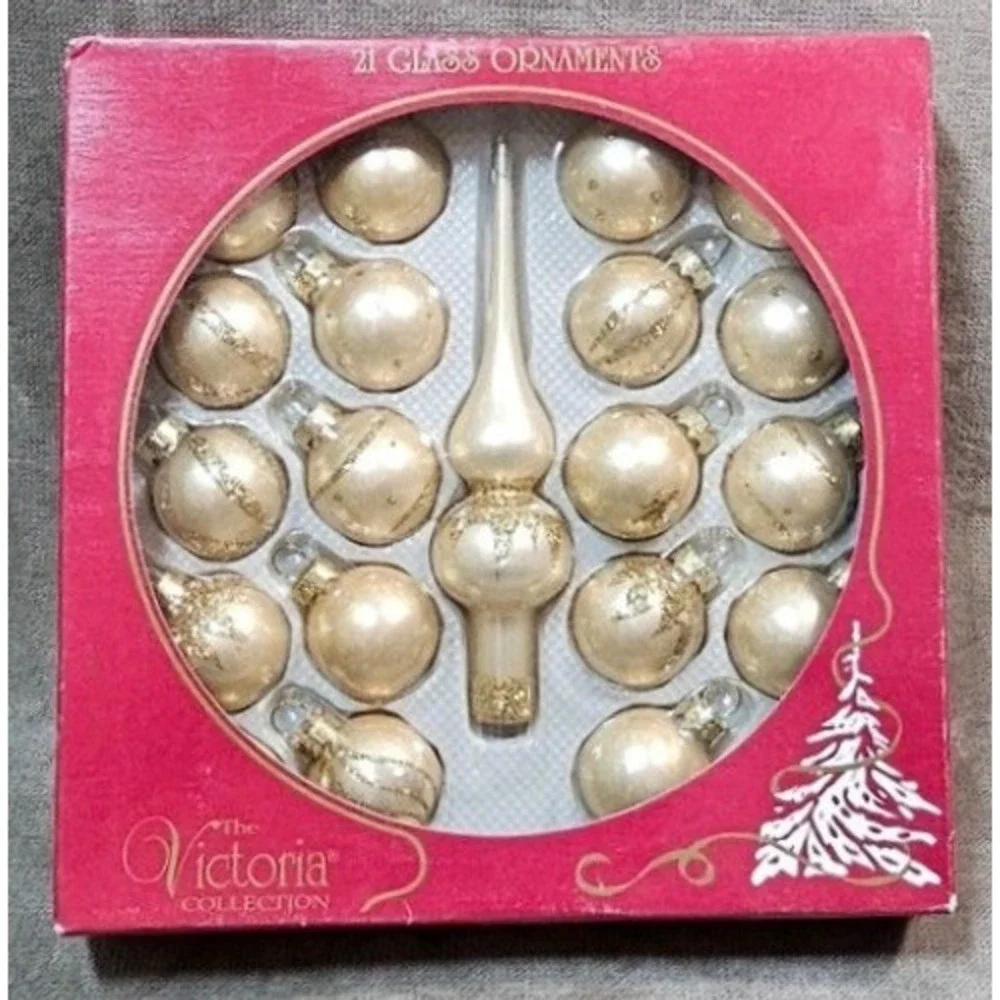 Lot VTG Mini Glass Christmas Ornaments Lot 5 Box Victoria Collection & Bradford